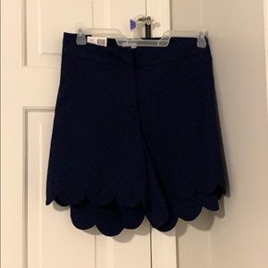 Navy Scalloped Shorts